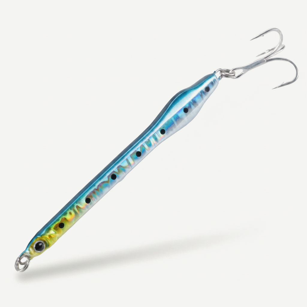 Hunthouse Metal Jig Fishing Lures 77mm/20g Saltwater Slow Sinking Laser Jigging Baits Wide Tailed For Bass Tuna Fish Tac