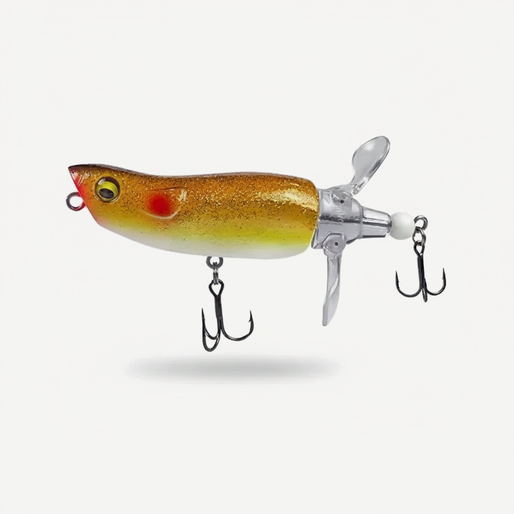 Whopper Plopper Style Topwater Popper with Rotating Tail 85mm