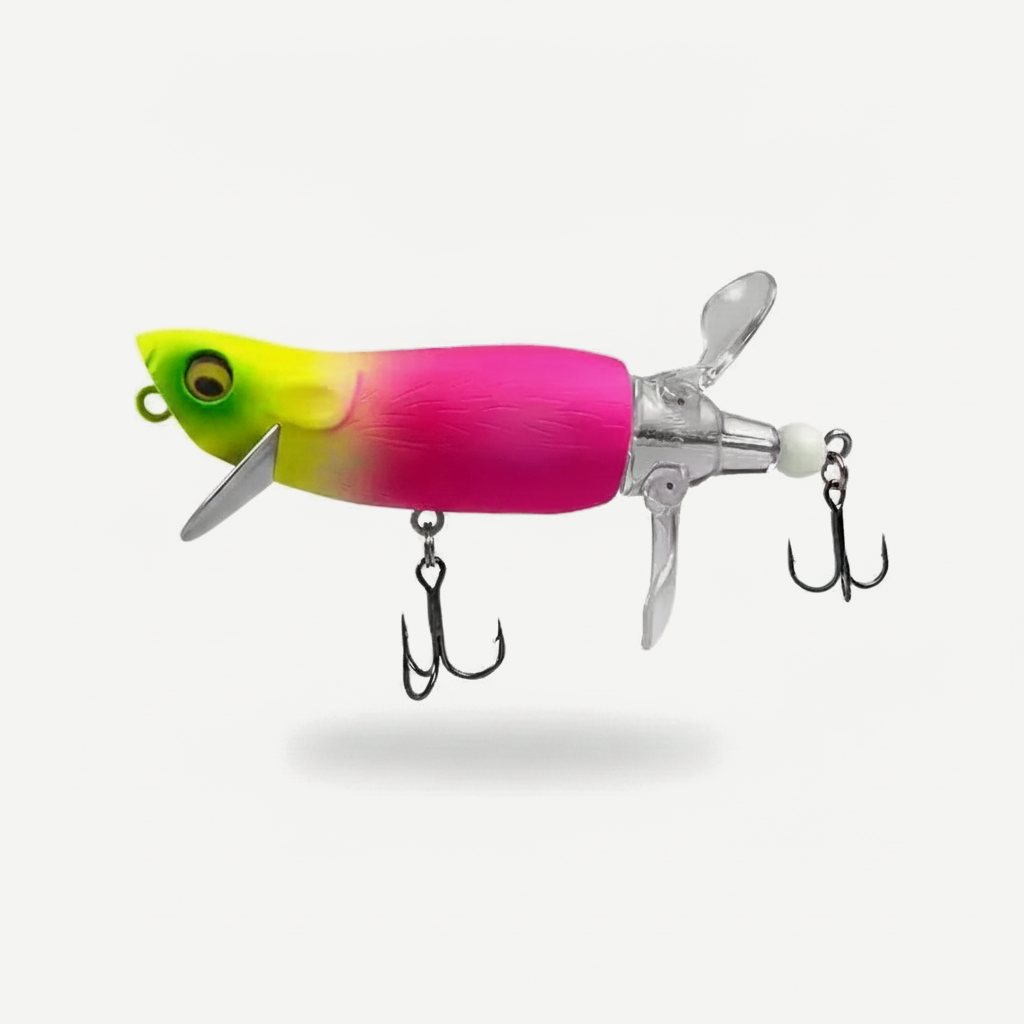 Whopper Plopper Style Topwater Popper with Rotating Tail 85mm