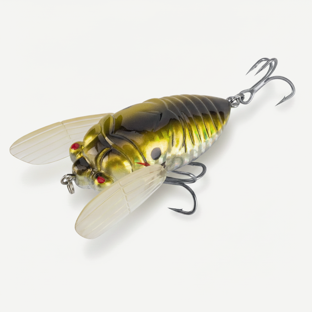 KINGDOM Fishing Lures Cicada 5.5g 12g Floating Atificial Hard Bait Soft Wings Realistic Design 3X Hooks Catfish Snakehea