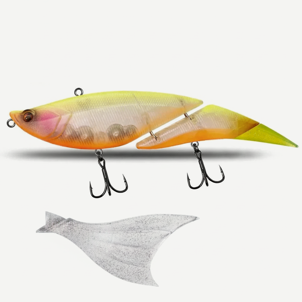 TSUYOKI Swimbait Jointed Lure, Freshwater, Floating Wobbler, Two Tails, Big Giant Fishing Lure, DaVinci 190, 55g, 190mm