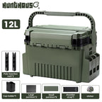 Hunthouse 12L Large Fishing Tackle Box 43*18.5*28cm Multifunction Stand Rod Holder Cup Live Fish Bucket Thickening Storage Box
