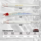 Hunthouse Tide Minnow Slim Fishing Lures 148mm 22.8g Floating Hard Jerkbait For Seabass Sea Trout Leurre Pesca