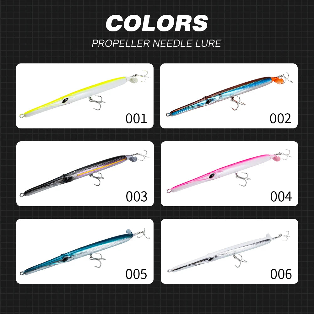 Hunthouse Pencil Fishing Lures 225mm/40g Surface Baits Propeller Needle Floating For Fish Bluefish Seabass Lw550