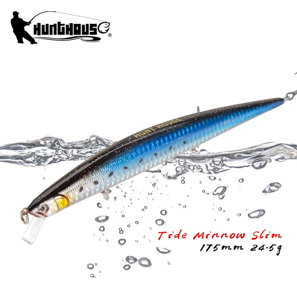 Hunthouse Tide Slim Minnow 175mm 24.5g Floating Wobble Flyer Minnow Fishing Lure Saltwater ABS Plastic For Seabass LW149