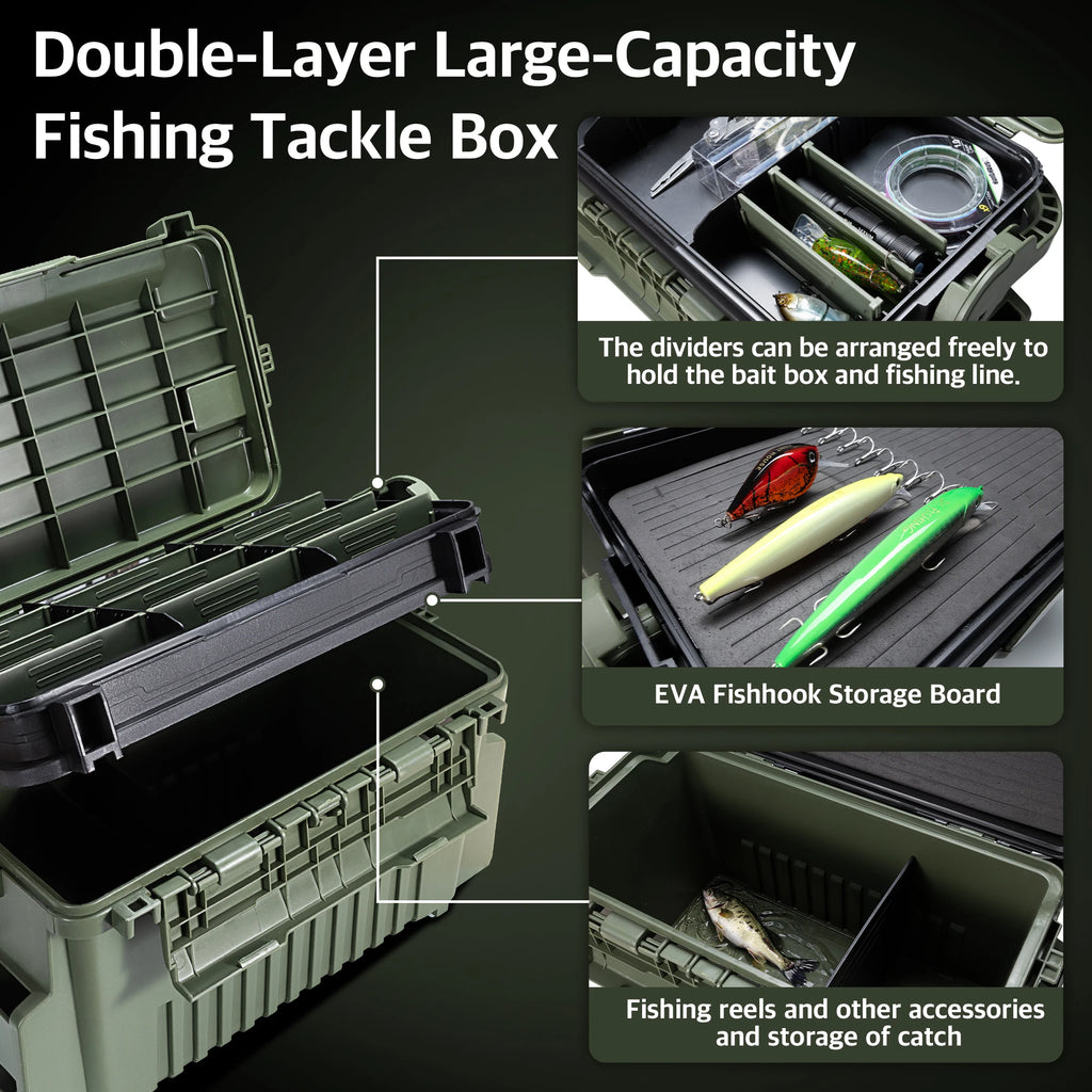 Hunthouse 12L Large Fishing Tackle Box 43*18.5*28cm Multifunction Stand Rod Holder Cup Live Fish Bucket Thickening Storage Box