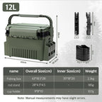Hunthouse 12L Large Fishing Tackle Box 43*18.5*28cm Multifunction Stand Rod Holder Cup Live Fish Bucket Thickening Storage Box