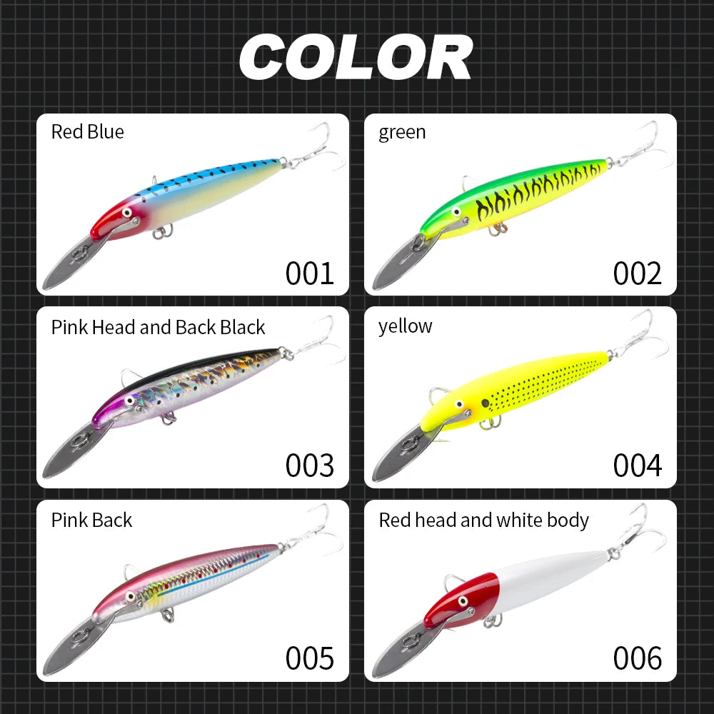 Hunthouse Metal Lip Minnow Fishing Lure 140mm 40g Countdown Magnum Sinking Trolling Hard Bait Saltwater For Blues Tuna Tackle