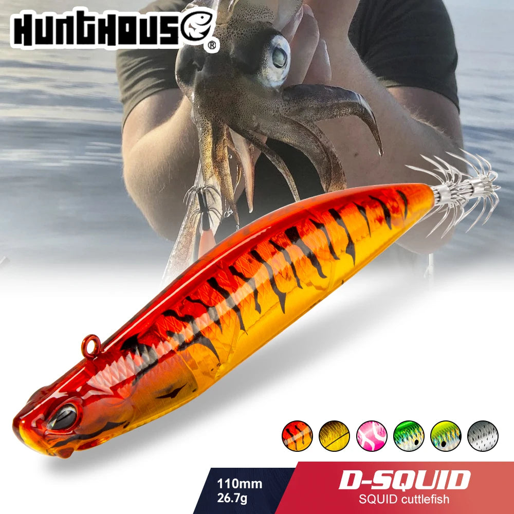 Hunthouse D-squid Jigging Lure 110mm 26.7g Sinking Egi Suqid Leurre Tip-run EGI Hook Fishing Hard Bait For Octopus lw522