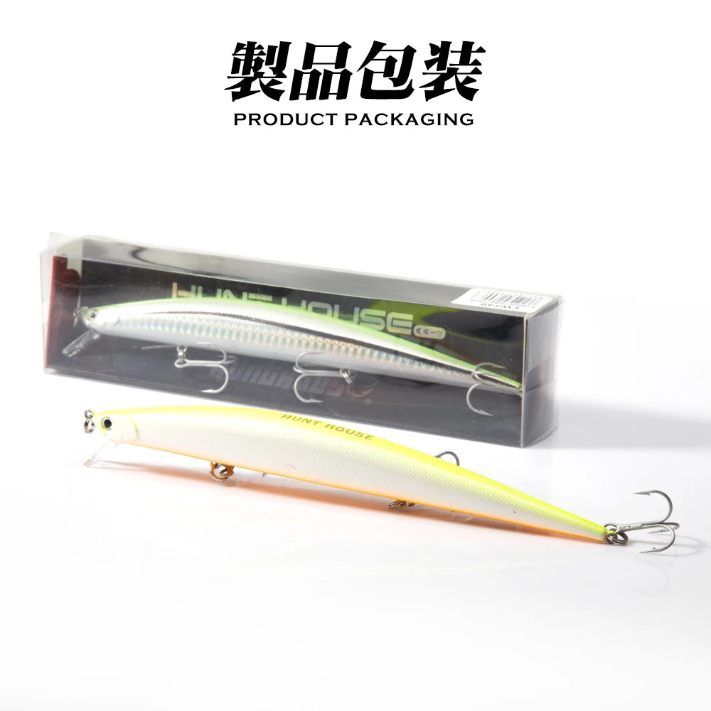 Hunthouse Tide Minnow Slim Fishing Lures 148mm 22.8g Floating Hard Jerkbait For Seabass Sea Trout Leurre Pesca