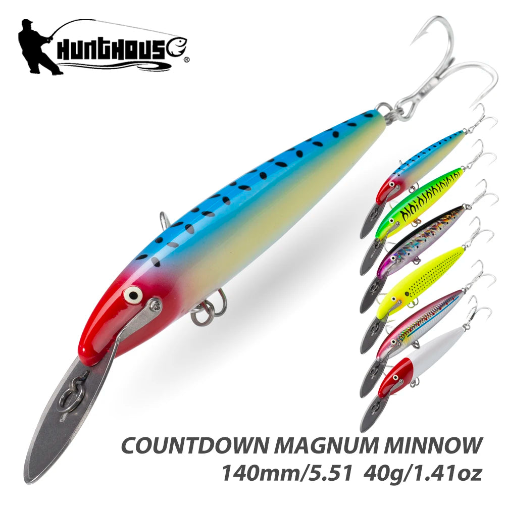 Hunthouse Metal Lip Minnow Fishing Lure 140mm 40g Countdown Magnum Sinking Trolling Hard Bait Saltwater For Blues Tuna Tackle