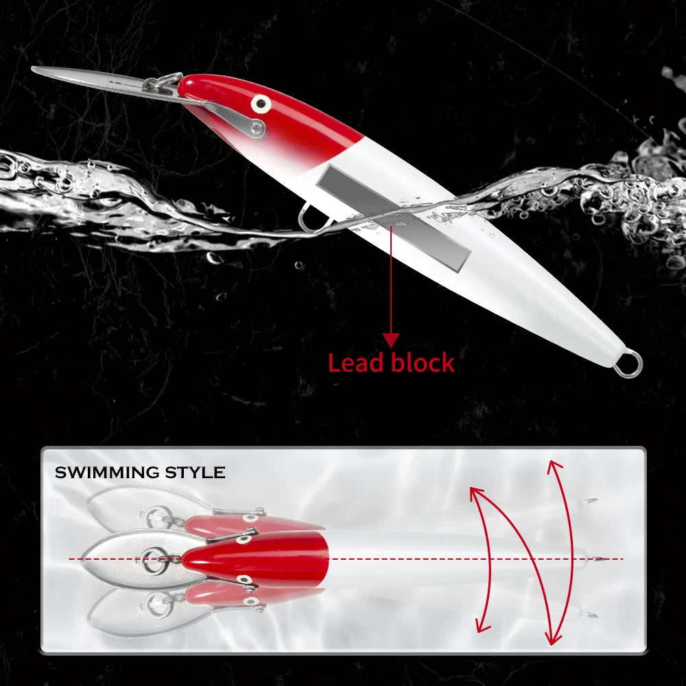 Hunthouse Metal Lip Minnow Fishing Lure 140mm 40g Countdown Magnum Sinking Trolling Hard Bait Saltwater For Blues Tuna Tackle