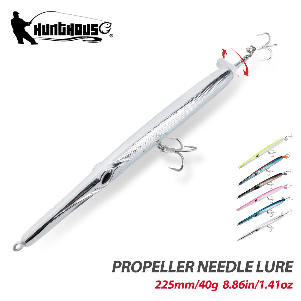 Hunthouse Pencil Fishing Lures 225mm/40g Surface Baits Propeller Needle Floating For Fish Bluefish Seabass Lw550
