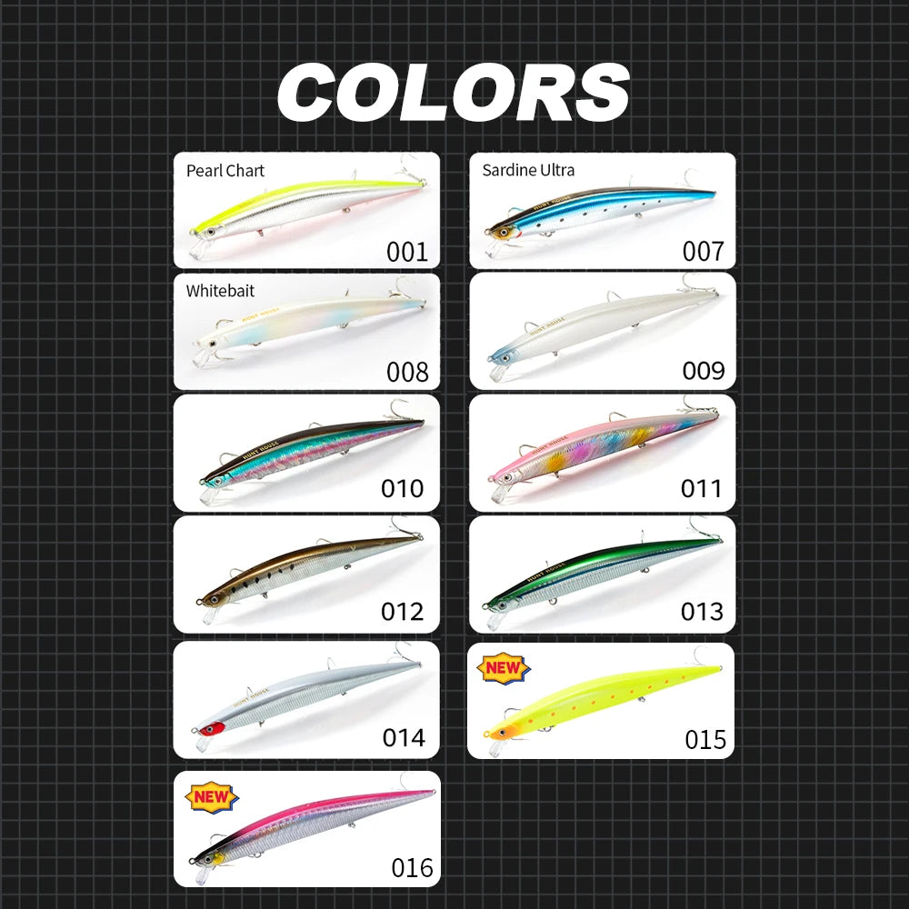 Hunthouse Tide Minnow Flyer Fishing Lure 175mm 31g Long Casting Sinking Hard Bait Pesca Jerkbaits Seabass Pike Tackle