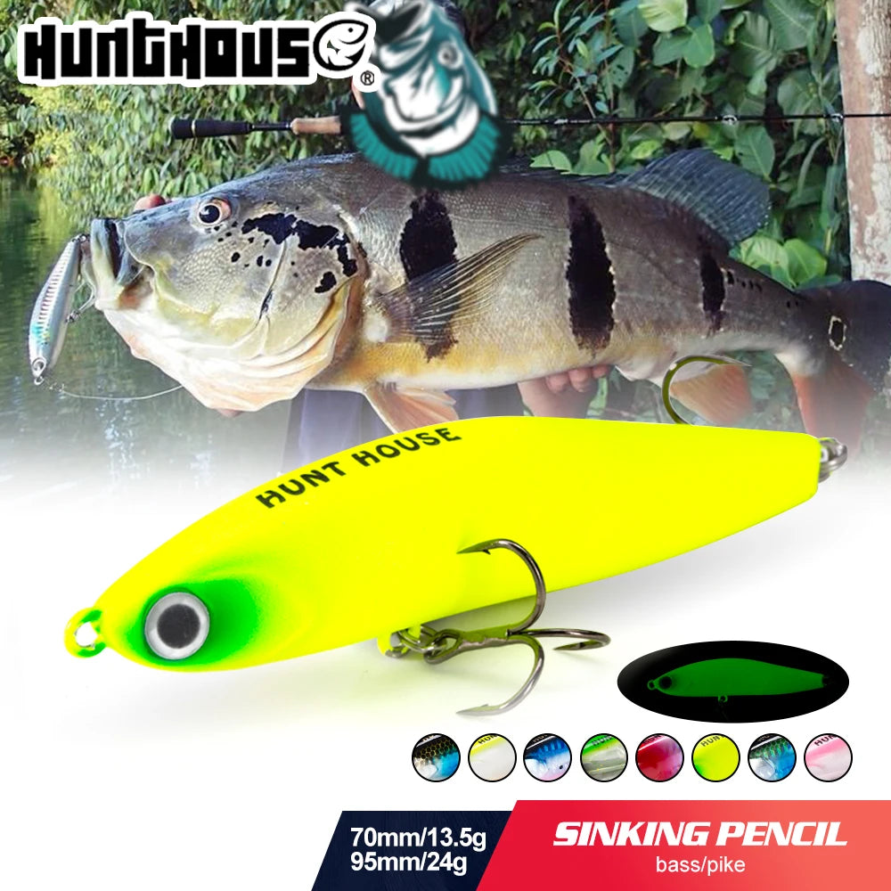 Hunthouse Honey Trap Pencil Sinking Fishing Lure 95MM/24G Hard Wobblers Trolling Saltwater For Pike Sea Bass Fish Tackle LW538