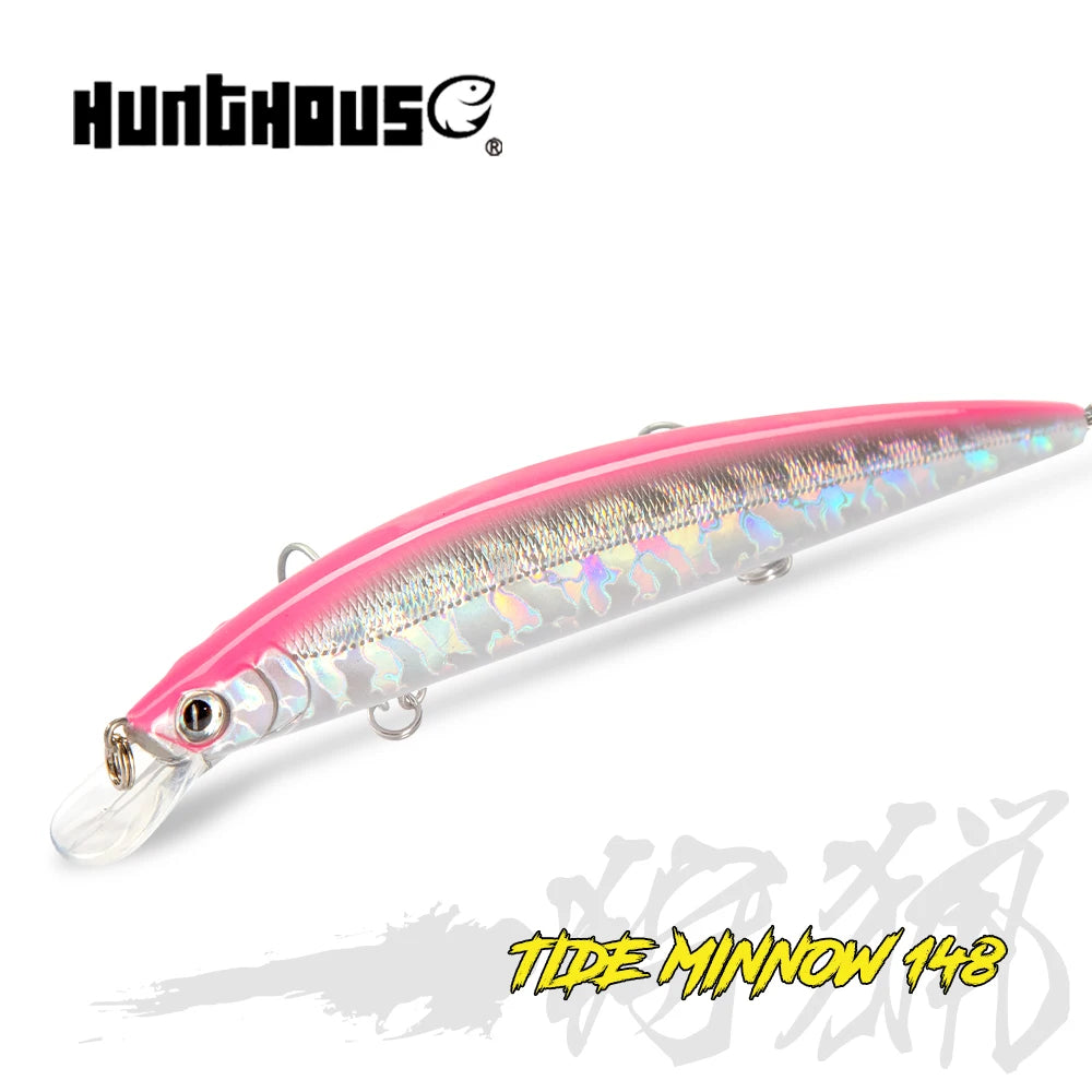 Hunthouse Tide Minnow Slim Fishing Lures 148mm 22.8g Floating Hard Jerkbait For Seabass Sea Trout Leurre Pesca