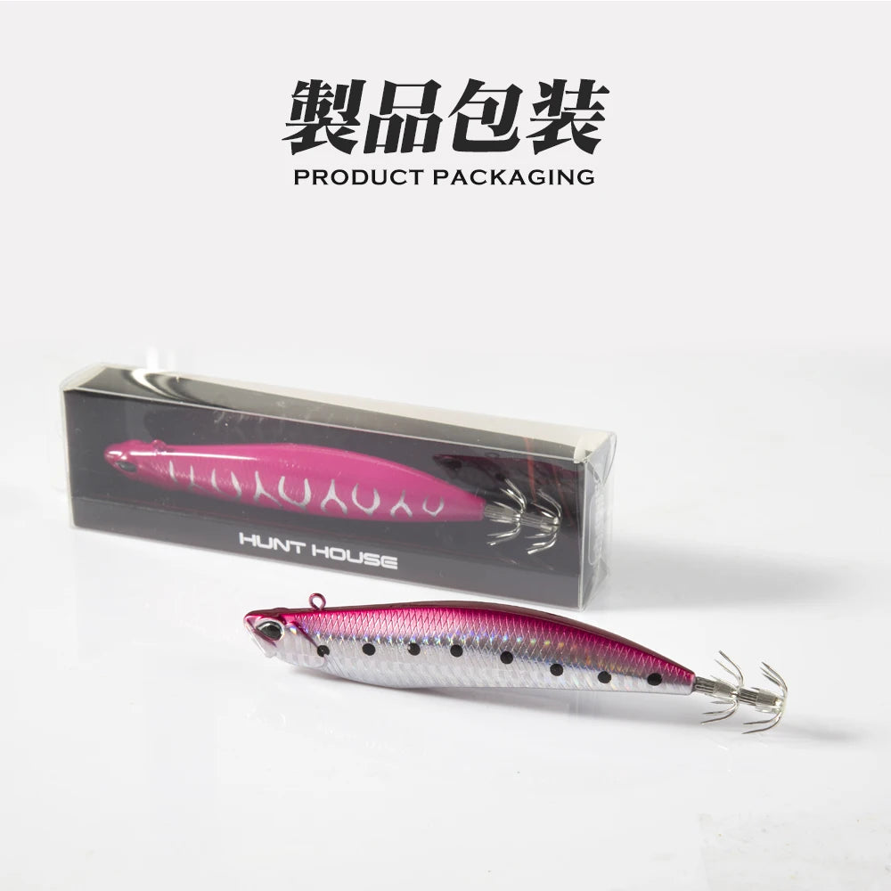 Hunthouse D-squid Jigging Lure 110mm 26.7g Sinking Egi Suqid Leurre Tip-run EGI Hook Fishing Hard Bait For Octopus lw522