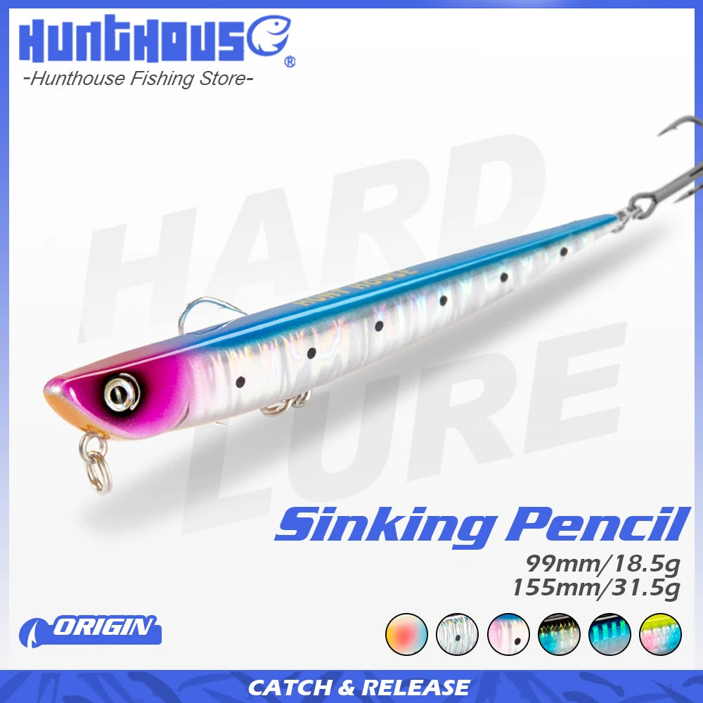 Hunthouse Bay RUF MANIC 75&99&155mm 8&18.5&31.5g Sinking Pencil Fishing Lure Saltwater Stickbait For Fishing Sea Bass