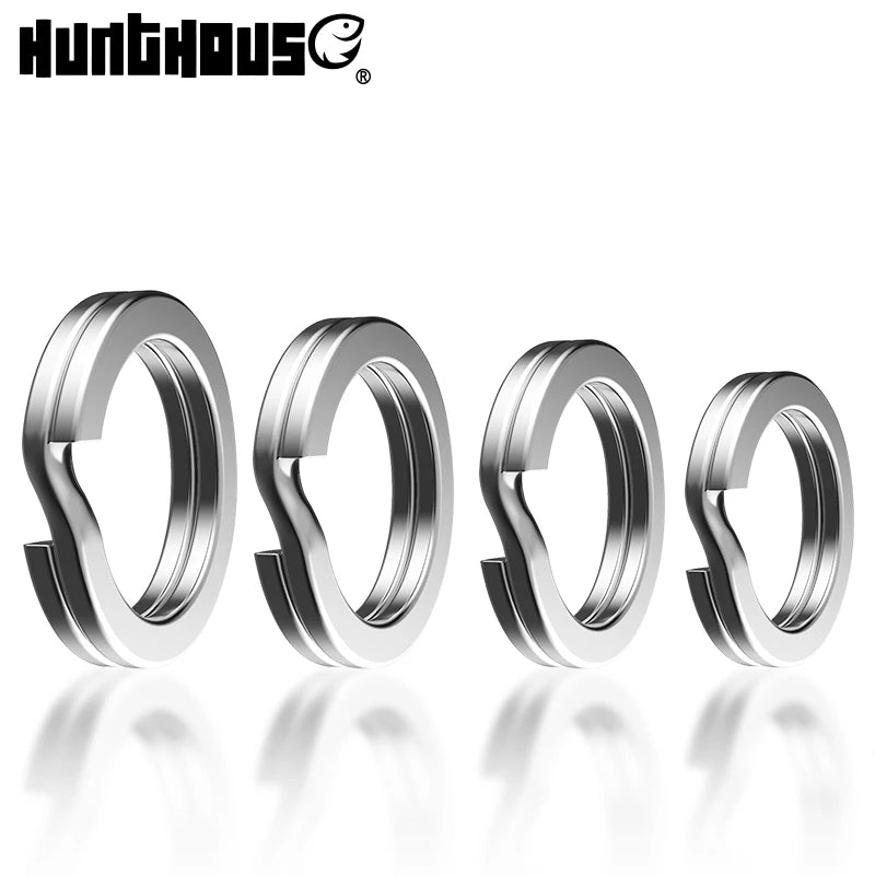 Hunthouse 30PCS/bag 3mm-8mm Flatten Double Circle Stainless Steel Connector Fishing Split Rings Swivel Fishing Accessories