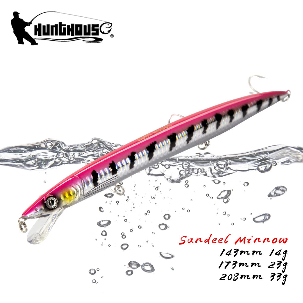 Hunthouse Floating Minnow Fishing Lure 143mm/14g 173mm/23g 208mm/33g Long Casting Seawater Hard Bait For Trout Seabass Tackle