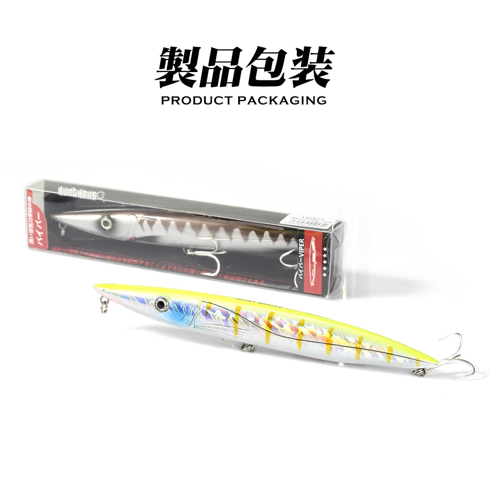 Hunthouse Don Belone Pencil Fishing Lure Walk The Dog Topwater Hard Bait 195mm 44g Long Cast Stickbait Leerfish Bluefish