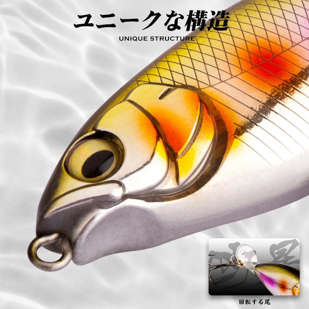 Hunthouse Fishing Karashi Rotating Tail Pencil Hard Lure 65mm/5.7g 80mm/10.8g Floating Topwater Whopper Popper Wobblers for Bass