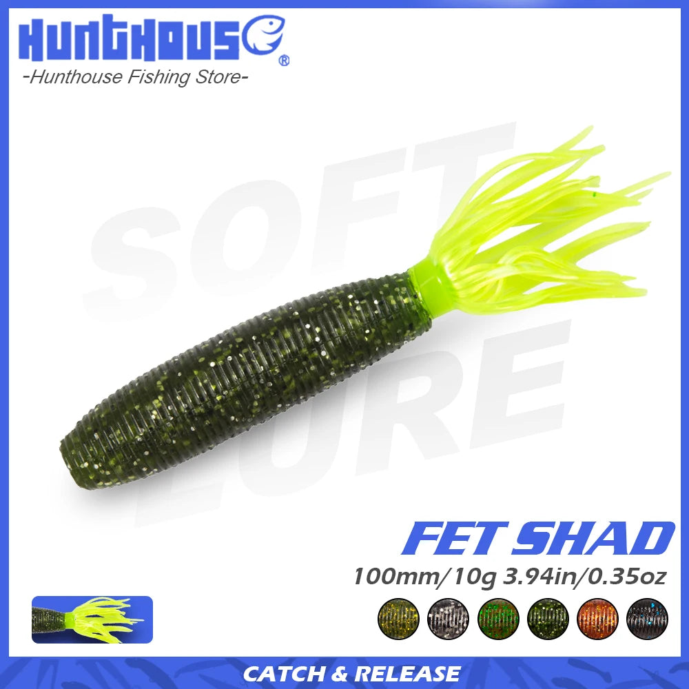 Hunthouse Fat Ika 100mm 10g Soft Fishing Lure 4pcs/bag Easy Shiner Shad Lure Silicone For Black Bass Perch Zander Leurre Souple