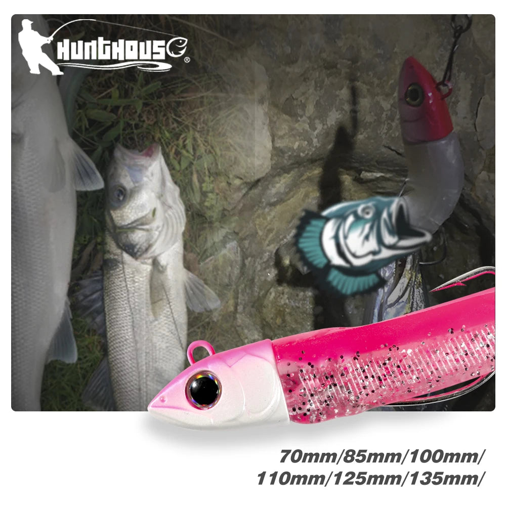 Hunthouse Barre T. Minnow Soft Fishing Lure 7/12/25/40/60/90/120g Baits With Paddle Tail For Bass Pike Leurre Souple LW216