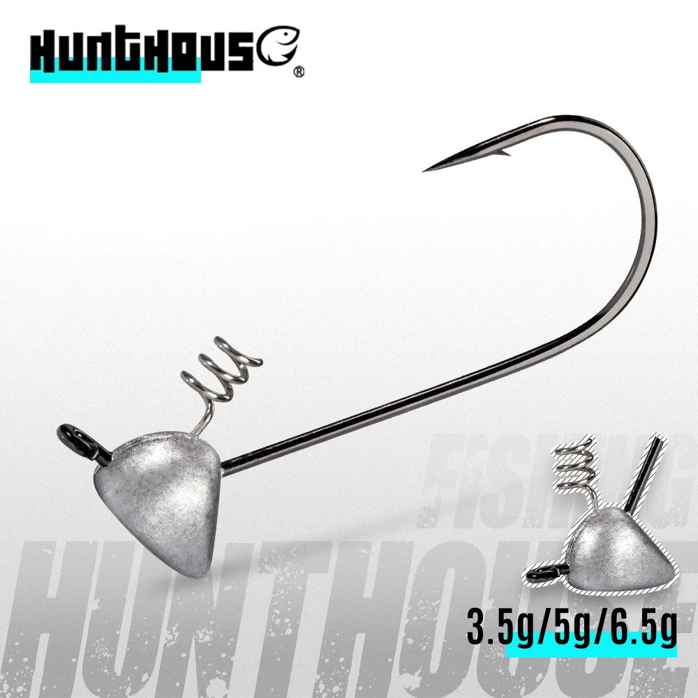 Hunthouse 3.5g 5g 6.5g Shaky Flat Hook Triangle Jig Head Weighted Twistlock Swimbait Hook Tackle Accessories For Soft Lure LW323