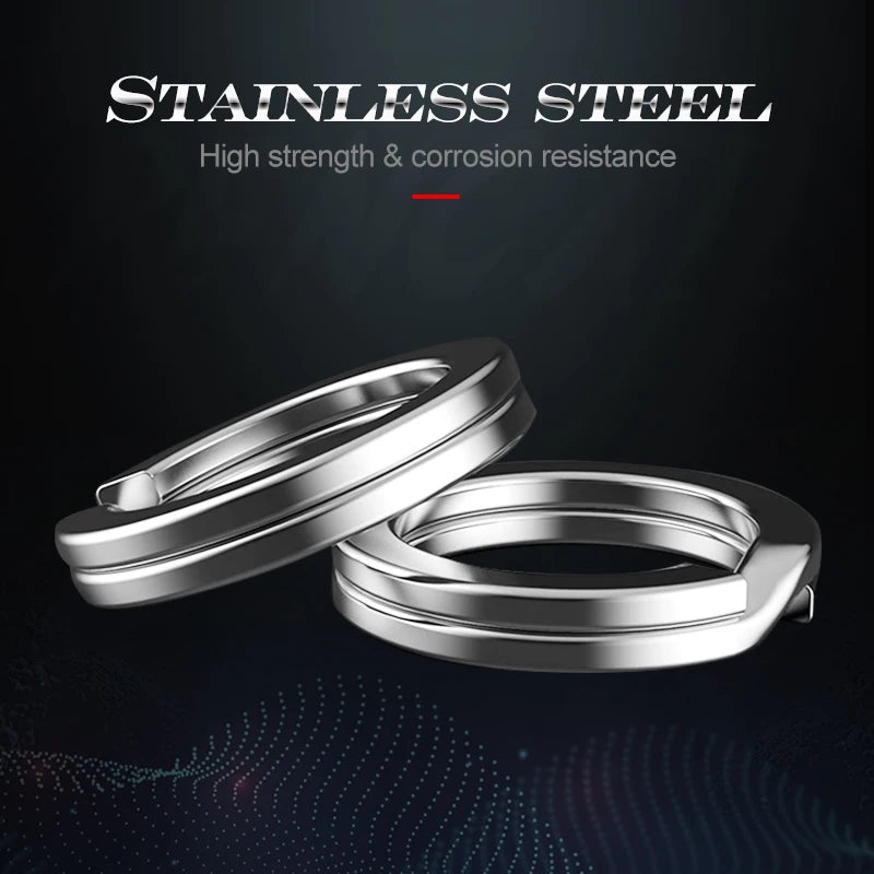 Hunthouse 30PCS/bag 3mm-8mm Flatten Double Circle Stainless Steel Connector Fishing Split Rings Swivel Fishing Accessories