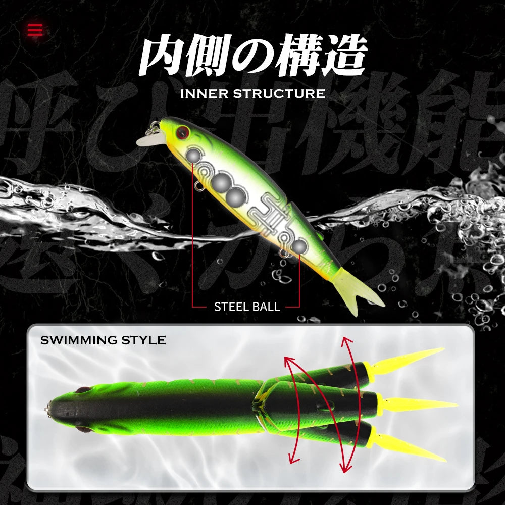 Hunthouse Magallon Pike Fishing Lure Minnow Quality Professional Bait 113mm 13.7g Fishing Jointed Bait