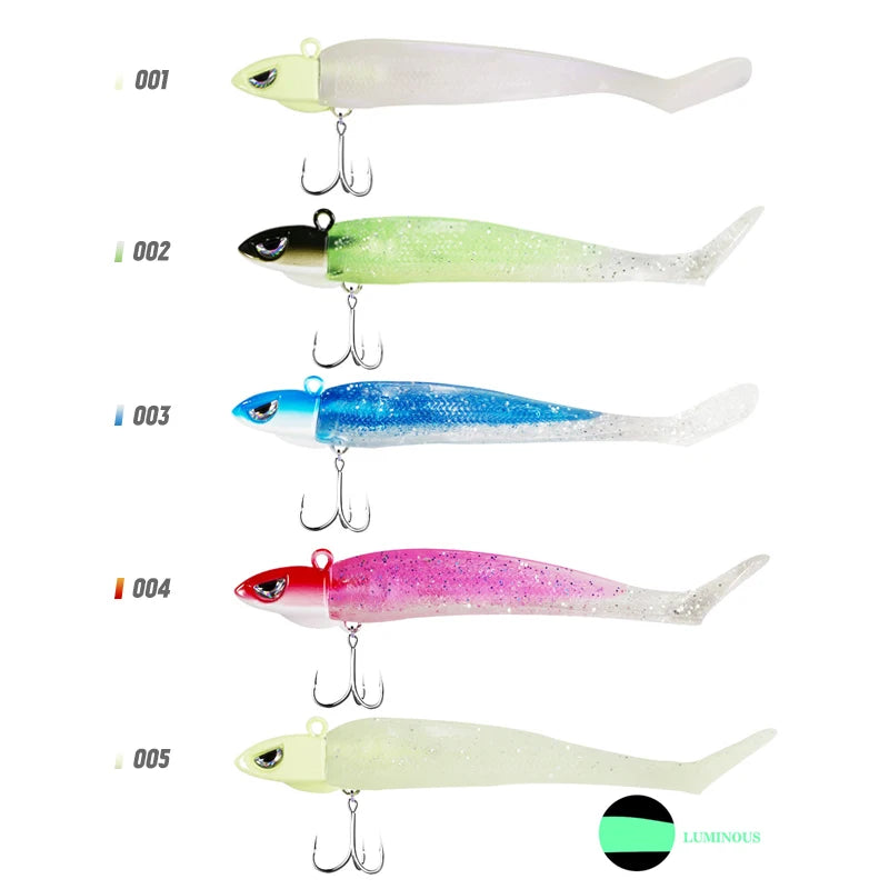 Hunthouse Glow Soft Minnow Fishing Lure 120mm Soft Silicone Bait Sinking Spinning Wobbler For Seabass Pike Saltwater Tackle