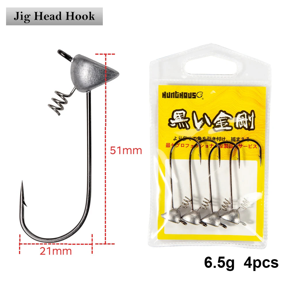 Hunthouse 3.5g 5g 6.5g Shaky Flat Hook Triangle Jig Head Weighted Twistlock Swimbait Hook Tackle Accessories For Soft Lure LW323