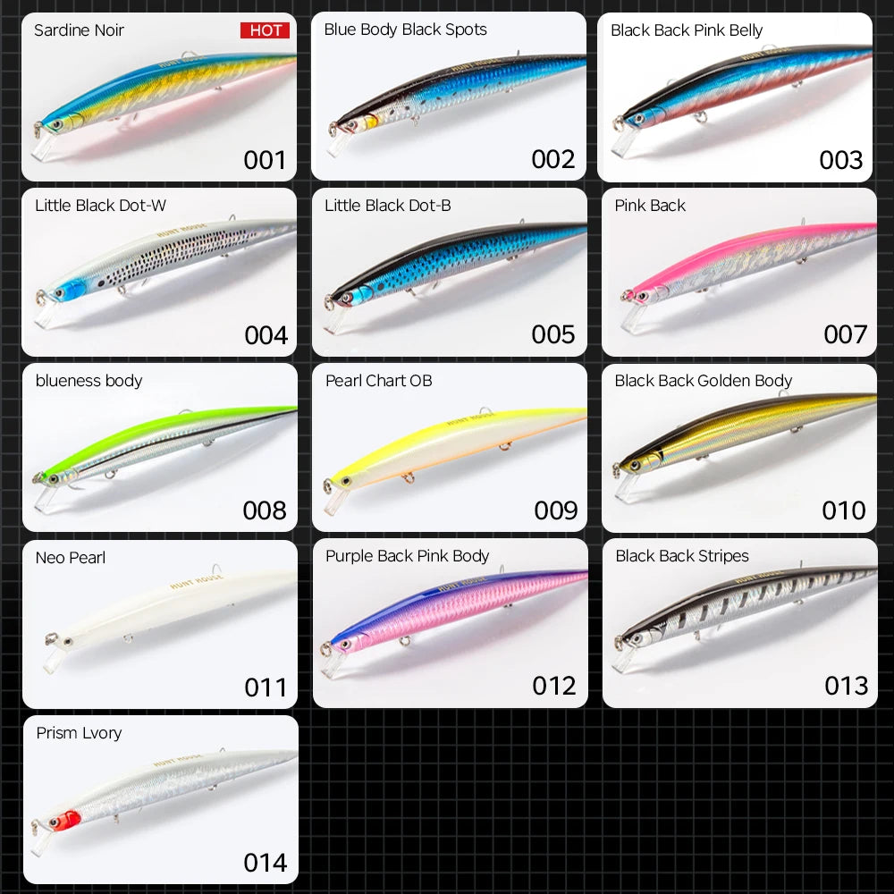 Hunthouse 175mm 24.5g Tide Minnow Fishing Lure Slim Flyer Hard Bait Floating Wobblers Saltwater For Seabass Bass Fish Tackle