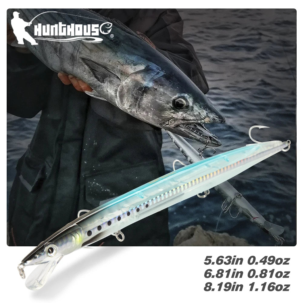 Hunthouse Minnow Fishing Lures Long Casting Floating 143mm/14g 173mm/23g 208mm/33g Sandeel Jerkbait Seabass Bait Fish Tackle