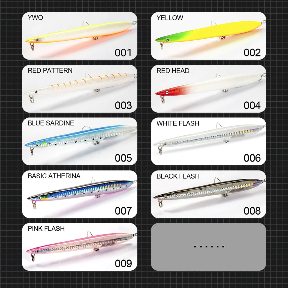 Hunthouse Sea Fishing Pencil Lure 180mm 37gS Sinking Hard Creature Baits Sandeel Lures Fishing For Sea Bass LW502