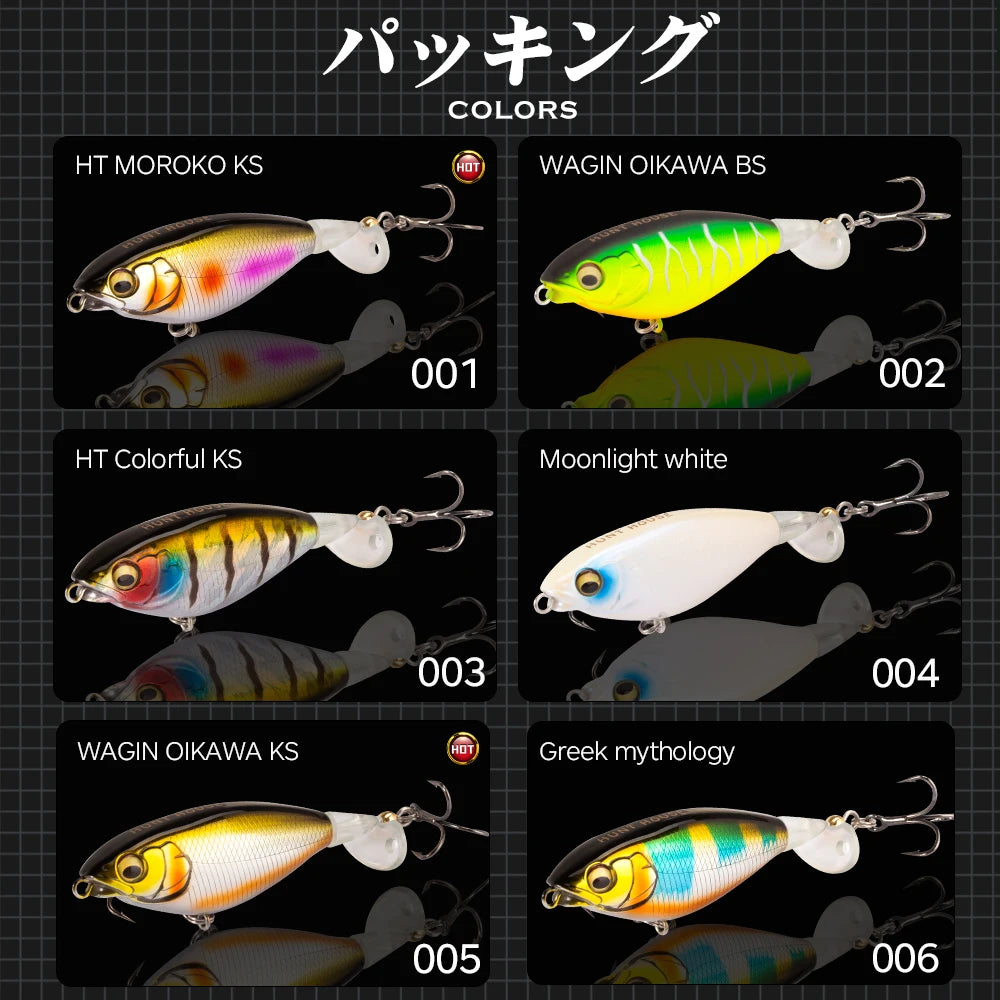 Hunthouse Fishing Karashi Rotating Tail Pencil Hard Lure 65mm/5.7g 80mm/10.8g Floating Topwater Whopper Popper Wobblers for Bass