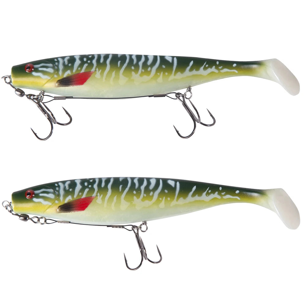 Hunthouse Soft Pike Shad Double Hook Ice Fishing Tools Rig Single Double Hook Rigging Big Fishing Tackle Pike Musky Fish Tackle