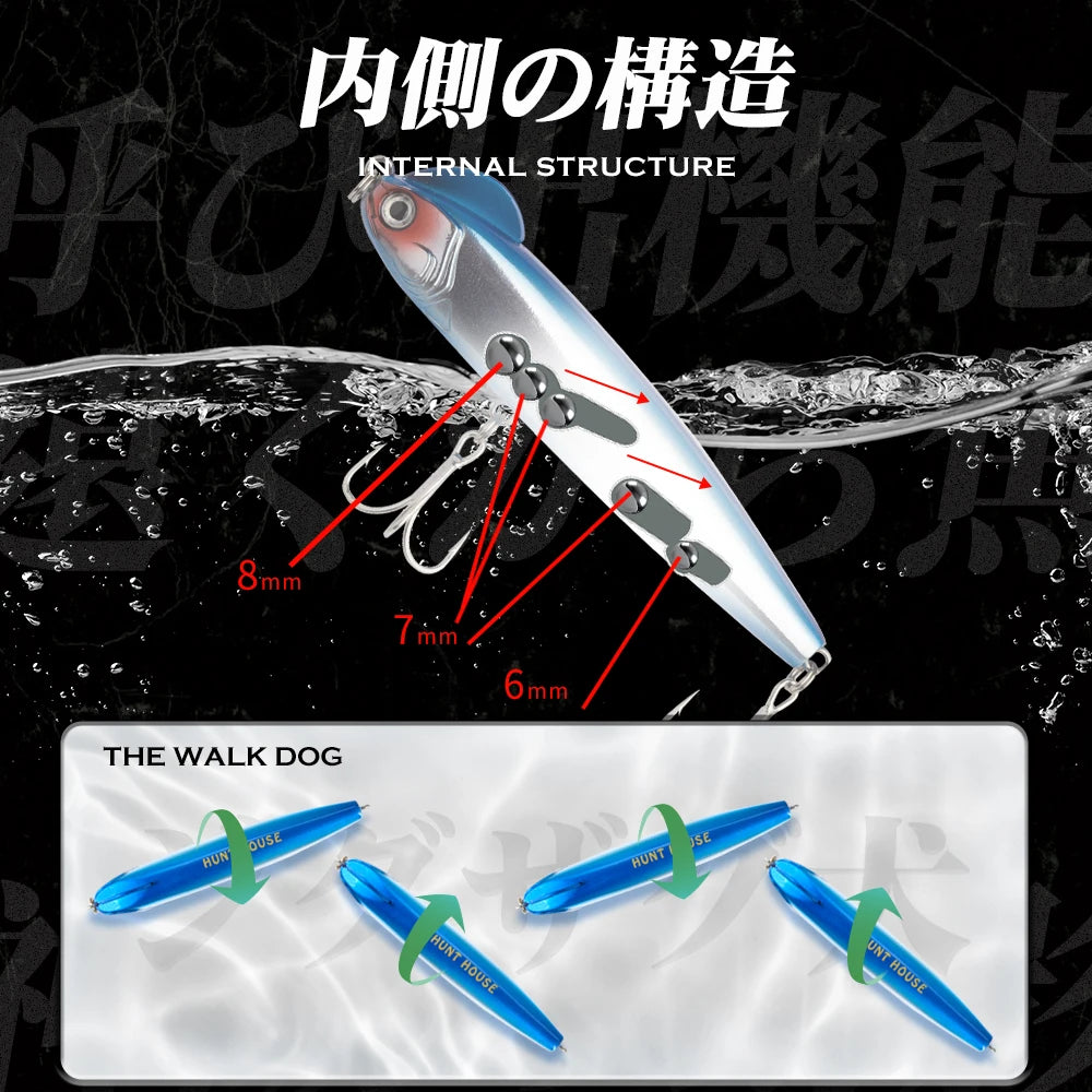 Hunthouse Fishing Slow Sinking Pencil Lure Stickbait 90mm/14.8g 130mm/26g Seawater Seabass Hard Bait For Blue Tackle Perch