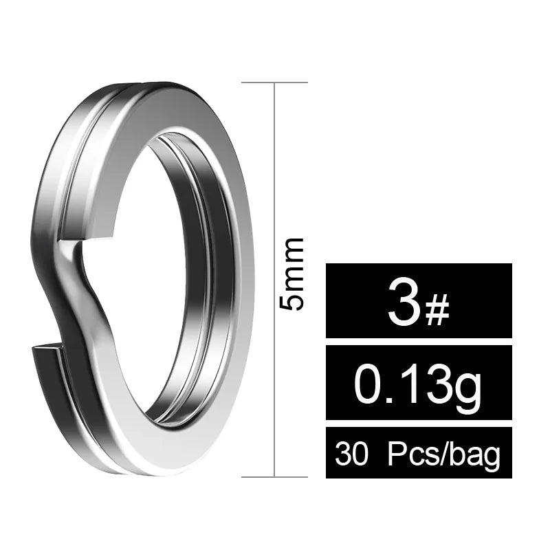 Hunthouse 30PCS/bag 3mm-8mm Flatten Double Circle Stainless Steel Connector Fishing Split Rings Swivel Fishing Accessories