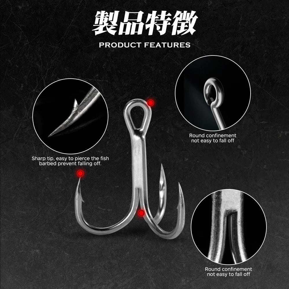 Hunthouse Super Treble Hook 3X Strong Three Anchor Fishing Hook Set For Hard Lure 4# 6# 8# Hight Carbon Steel Accessories