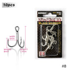 Hunthouse Super Treble Hook 3X Strong Three Anchor Fishing Hook Set For Hard Lure 4# 6# 8# Hight Carbon Steel Accessories