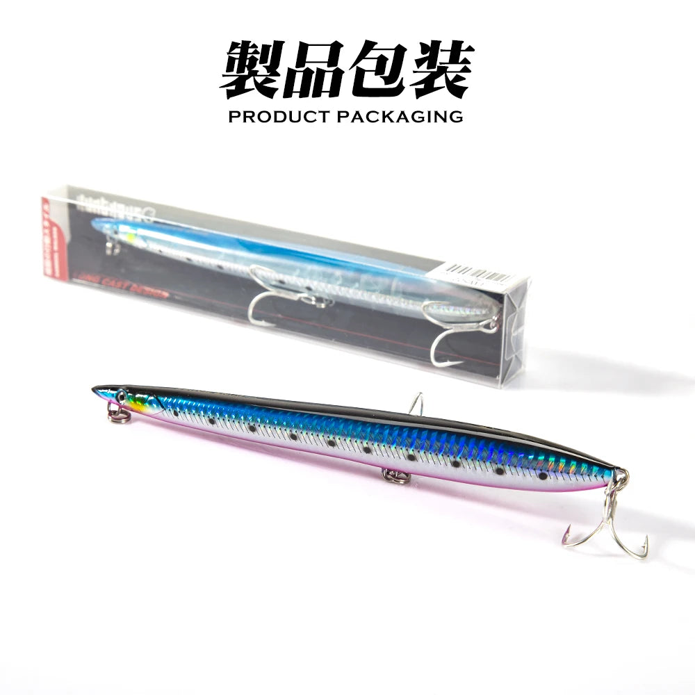 Hunthouse Sea Fishing Pencil Lure 180mm 37gS Sinking Hard Creature Baits Sandeel Lures Fishing For Sea Bass LW502