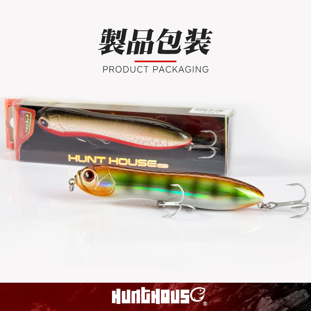 Hunthouse Pencil Fishing Lure Crazy Surface Tractor Topwater Hard Bait 130/110mm 32/21g Big Rattle Ball Loud Sound For Pike Bass