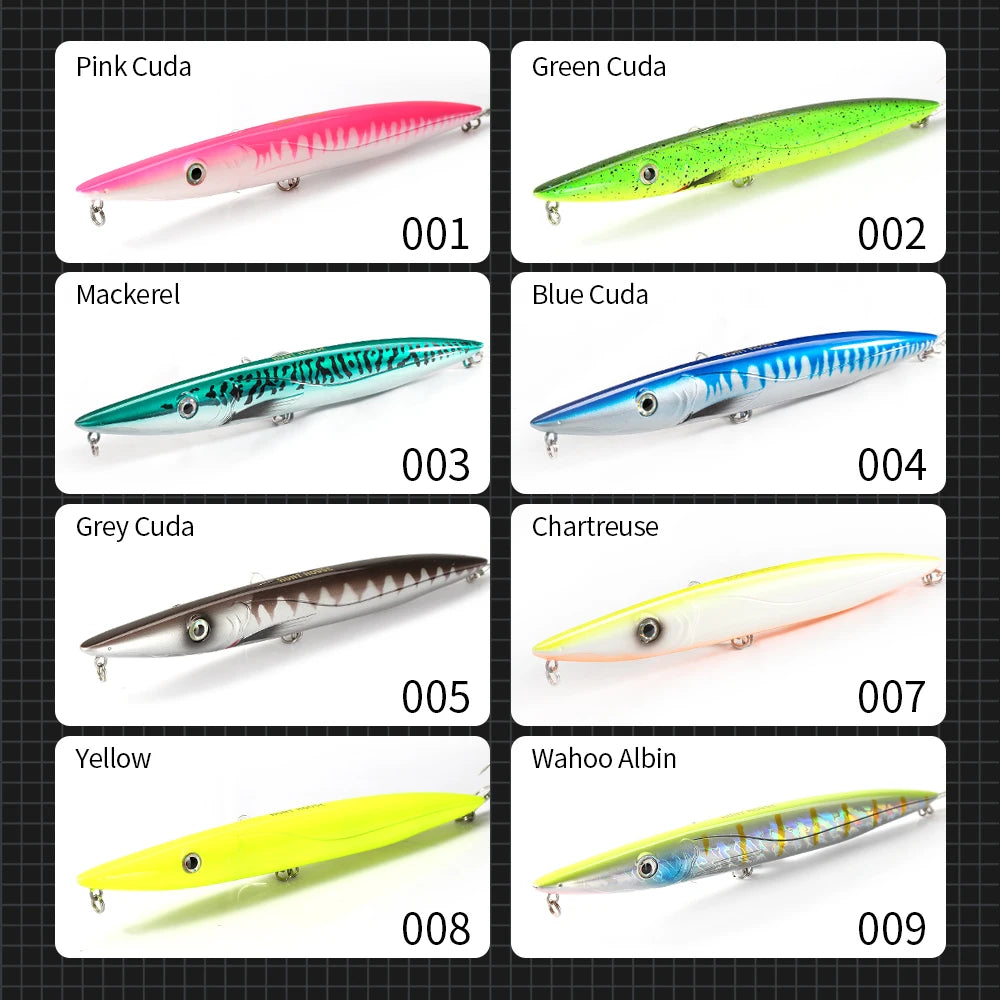 Hunthouse Don Belone Pencil Fishing Lure Walk The Dog Topwater Hard Bait 195mm 44g Long Cast Stickbait Leerfish Bluefish