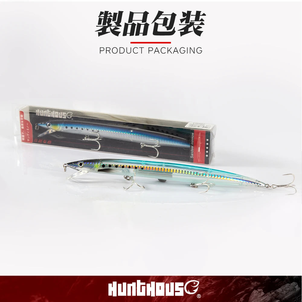 Hunthouse Sandeel Minnow Fishing Lure 143/173/208mm Long Casting Floating Wobblers Jerkbait Fish Tackle For Sea Bass LW402
