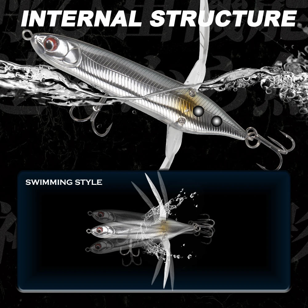 Hunthouse New Dragonfly Crawler Pencil Fishing Lure 80mm 6.5g Surface Popper Floating Topwater Stickbait  Superficial Buzzbait