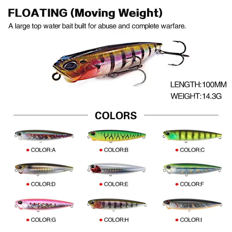 TSUYOKI 2026 Reals Pencil Lure 65mm 5.4g 100mm 14g Topwater Fishing Lures WTD Leurre De Surface Floating Stickbait Duo Wobblers