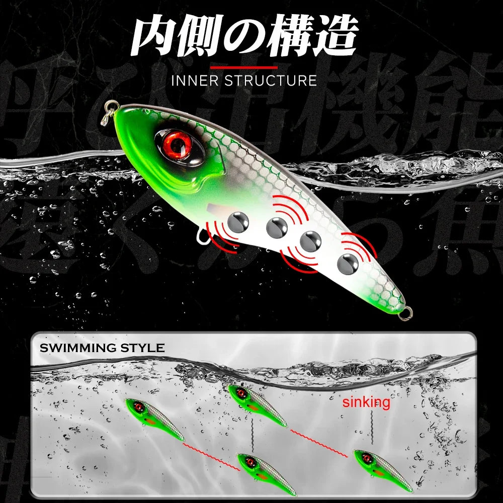 TSUYOKI 20/30/50g Sinking Jerkbait Slider Swim Glidebait 120 Westin Artificial Wobblers Loud Sound Fishing Lure for Pike Zander