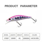 TSUYOKI 50mm 4g Sinking Minnow Stream Fishing Lure Artificial Wobbler Bait for Trout Bass Duo Spearhead Ryuki 50S Fishing Tackle